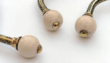Set of 3 Antique French Porcelain Tipped Hooks circa 1890