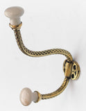 Antique French Porcelain Tipped Hook with Oval Detailed Backplate circa 1890
