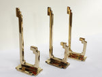 Handsome Rare Set of 3 Brass Art Deco Hooks