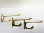 Handsome Rare Set of 3 Brass Art Deco Hooks