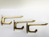 Handsome Rare Set of 3 Brass Art Deco Hooks